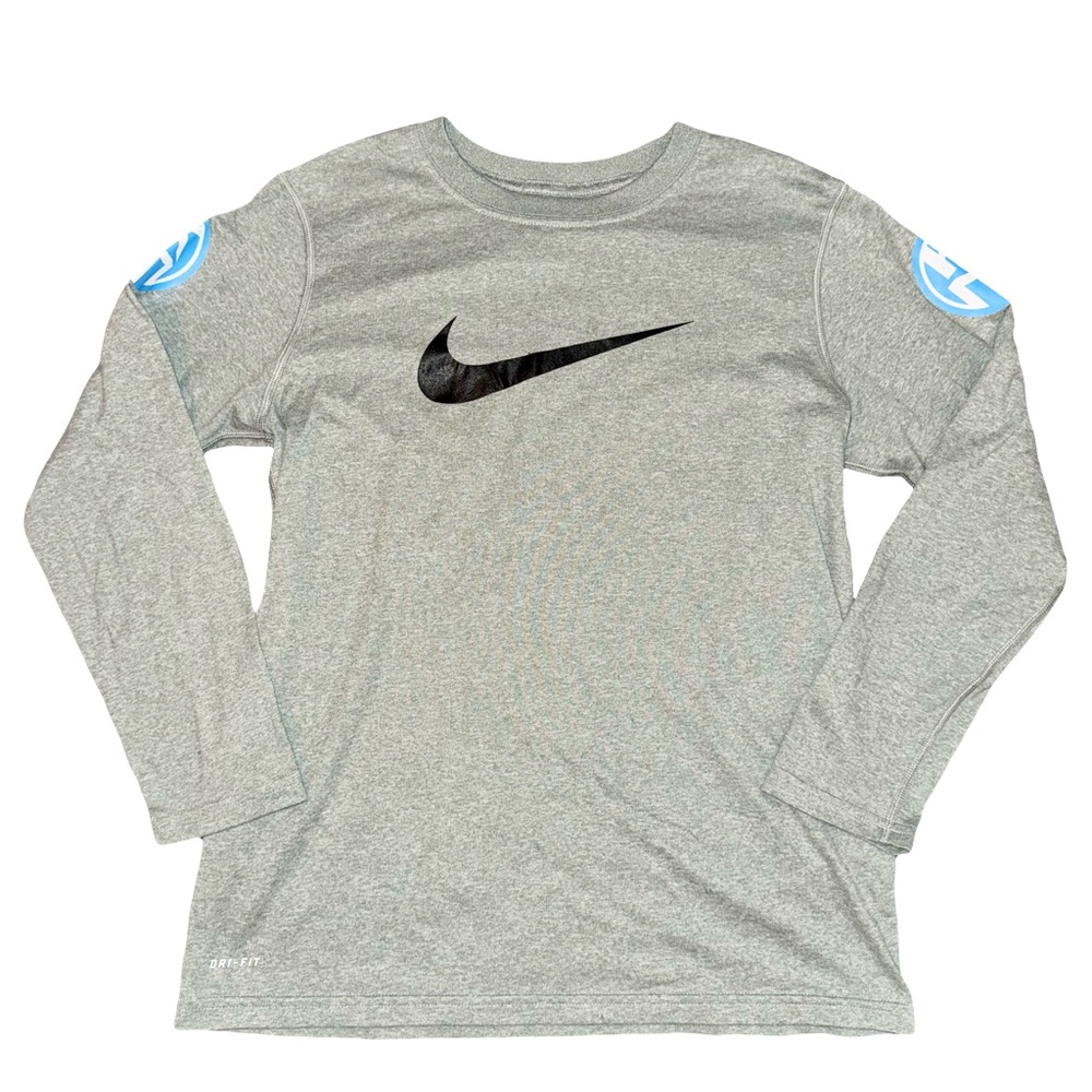 NIKE DRI-FIT GREY LOGO LONG SLEEVE TEE SHIRT // SIZE XS 🩶
